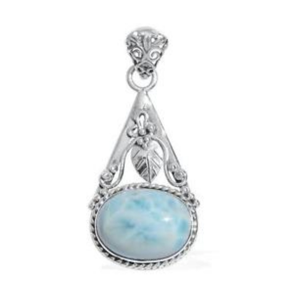 10 carat Genuine Larimar Sterling Silver Pendant
